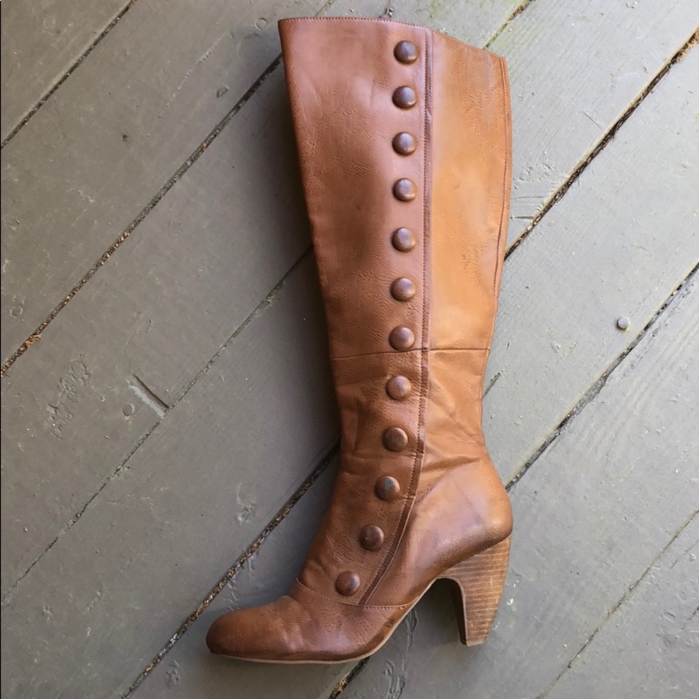 Brown faux leather boots